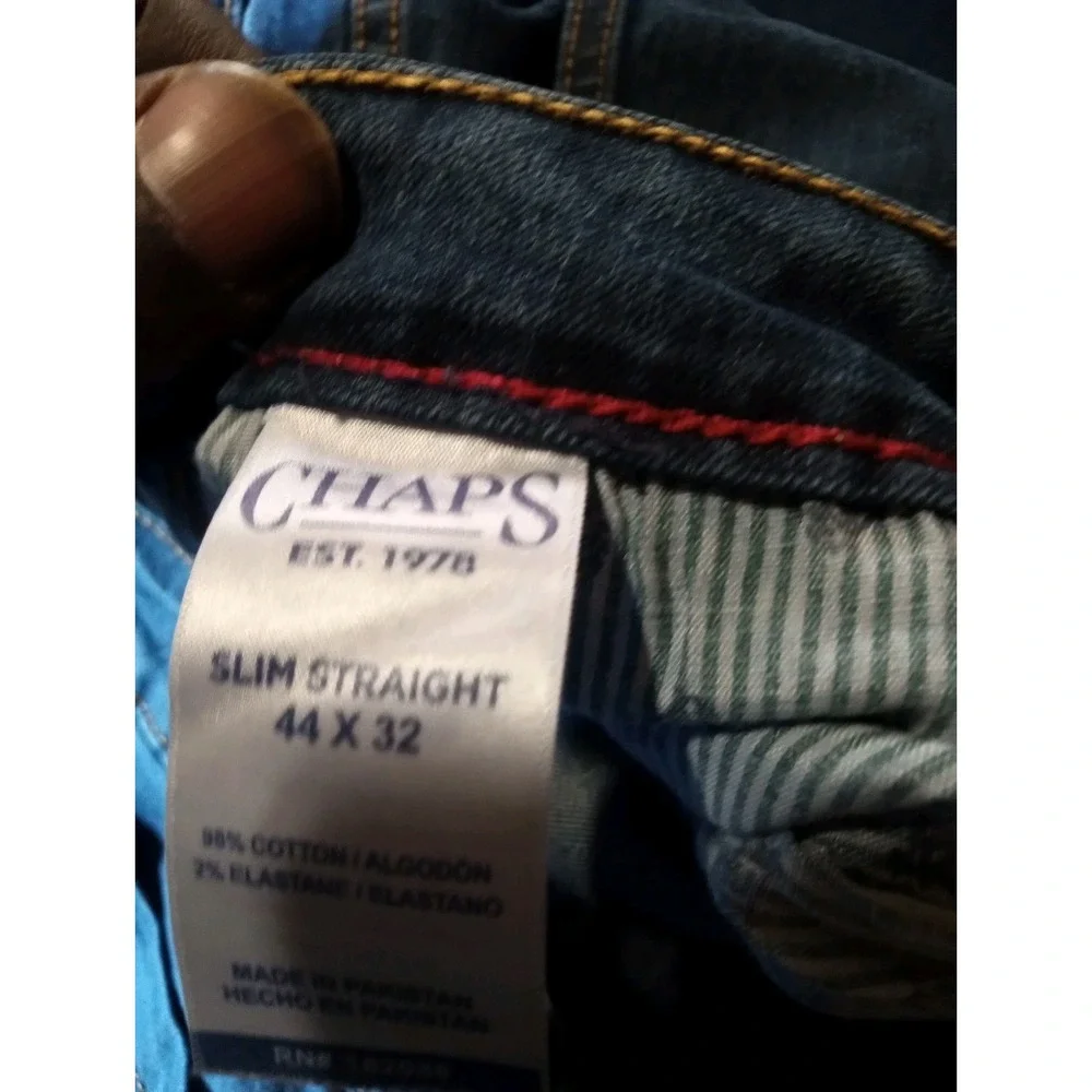 Chaps Men's‎ Slim Straight Fit Jeans Size 44x32 Dark Wash Denim